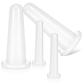 Classicseali 4 Pcs Facial Cups, Silicone Face Cupping Tool, 2 Different Sizes of Silicone Facial Cupping Tool for Anti-Aging Massage, Facial Cupping Set for Face, Neck, Eyes, White