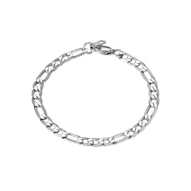 Bandmax Simple bracelet for men and women, classic curb chain/Figaro chain bracelet, 19 cm / 21 cm long, link bracelet, fashion jewellery accessory, great gift, Stainless Steel