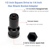 2PCS Othmro 1/2 Square Drive to 1/4 Hex Shank Socket