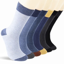 Ivyhouse Mens Dress Socks 6 Pack Classic Cotton Crew Socks Blue Dress Socks for Men Plain Color Socks Breathable and Sweat-absorbing for Shoe Size 9-13, 6 Pairs