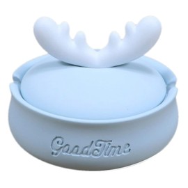 ENN LLC Ashtray, Accessory Case, Stylish, With Lid, Cute, Scandinavian Tabletop, Interior, Miscellaneous Goods, Accessory Case, Candy Case (Blue, Horn)