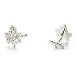 Canadian Maple Leaves Cufflinks for Men, Silver Leaf Cufflinks Maple Leaf Shirt Tuxedo Cufflinks, Punk Rock Cufflinks French Cufflinks, Stainless Steel, No Gemstone