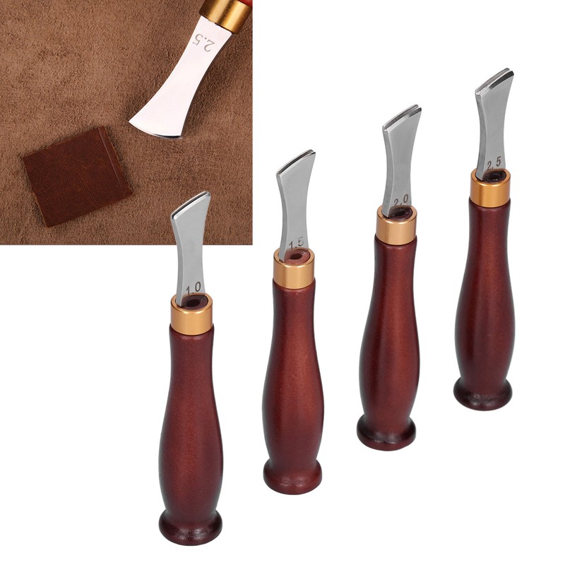 4pcs Leather Edgers Sharp Professional Trimming Working Kit with Wooden