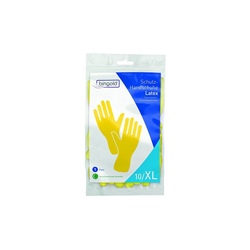 Bingold 504310 Protective Gloves, Latex, Baumwollbeflockt, anatomic fit, CE CAT