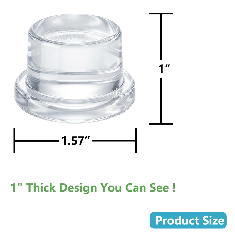 Jayen Door Stoppers for Wall, 1" Thick Clear Door Knob