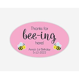 Birthday Thank You Sticker, Color Background Birthday Favor Sticker, Bee Theme Birthday Favor Stickers, Honey Jar Stickers (#414-OV-SS)