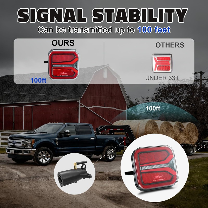 T327 Wireless Trailer Lights w/USB-C, Magnetic Tow Light Kit