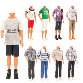 Miunana 8 Clothes Shoes for Doll = 3 Casual Clothes Wear Shirt Outfit+ 3 Pants +2 Shoes for Boy Doll Xmas Gift