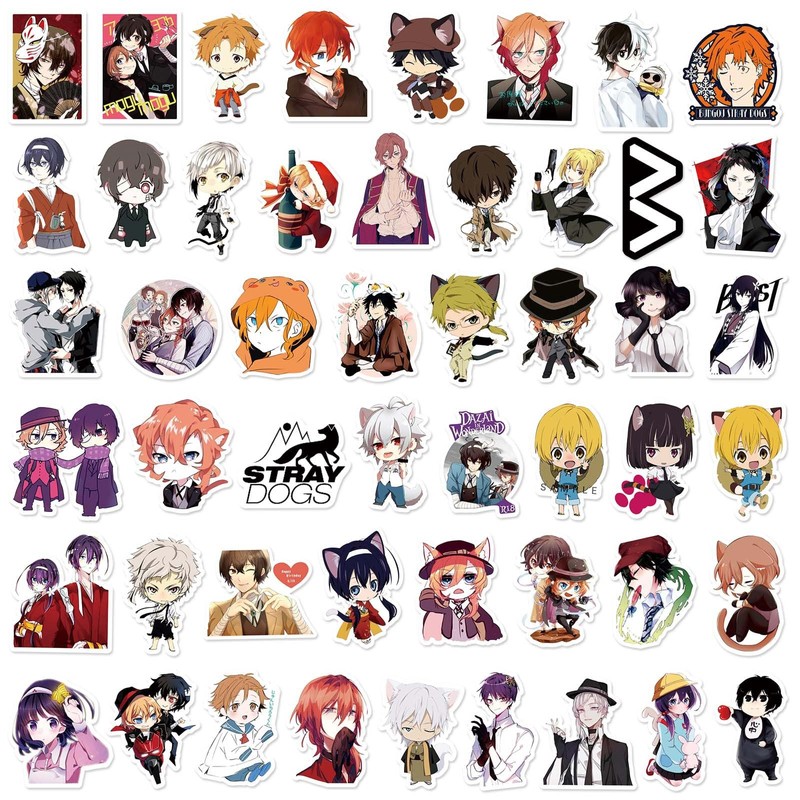 Bungo Stray Dogs Aufkleber für Laptop (100PCS),Geschenk für Kinder Jugendliche