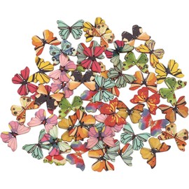 50 Pcs Color 2 Holes Butterflies Buttons-Mixed Wood Buttons Sewing Scrapbooking Flowers Shaped 2 Holes Sewing Notions and Supplies DIY Craft Fasteners