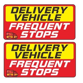 Delivery Driver Car Sticker 9 × 4.3 Inches Reflective Delivery Vehicle Frequent Stops Sticker Warning Safety Sign Self Adhesive/UV Protected & Water & Fade Resistance -2PACK
