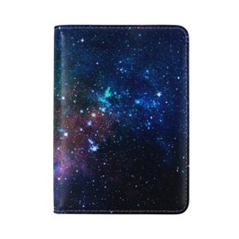 Stars In Space A Nebulae Universe Genuine Leather Travel Passport Covers, Microfiber Leather Travel Wallet Holder Case Protector for Women and Men