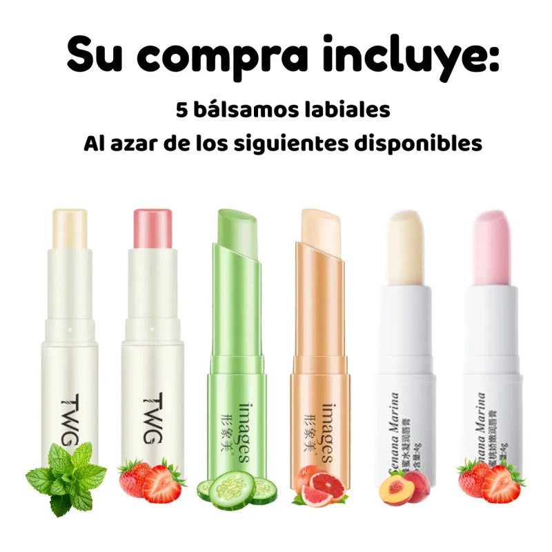 Bálsamo Labial Nutritivo Lipstick Suave Humectante Aroma 5pz