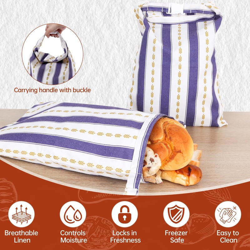 YUCOBE Beeswax Bread Bags for Sourdough Waxed Bread Bags for