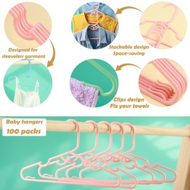 60 Packs Baby Hangers for Closet Plastic Baby Clothes Hangers with Clips for Nursery Kids Hangers for Closet Organizer, Stack-able Hangers for Newborn, Infant, Toddler, Children, Space-Saving