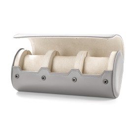 Oirlv Luxury PU Leather 3 Slots Watch Roll Travel Case Storage Case for Gift Box Christmas Anniversary Birthday (Grey Blue)