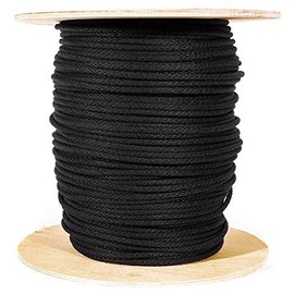 Theater Cord - Unglazed - 3/16 Inch - 250 Feet - Multipurpose Utility Line - Black Cotton Shade Cord