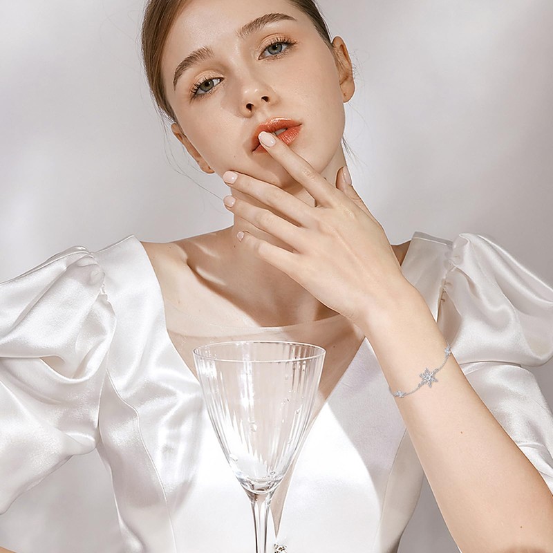 CUOKA MIRACLE Snowflake Bracelet 925 Sterling Silver Snow Bracelet Snow