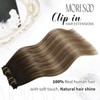 Moresoo Clip-In Real Hair Extensions Brown to Golden Brown with