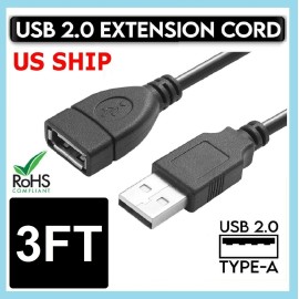 spinner.stores High-Speed USB to USB Extension Cable USB 2.0 Adapter Extender Cord Male/Female - 3 ft