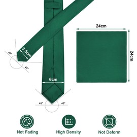 Aomig Men's Ties with Pocket Square, Slim Tie 6 cm for Men, Elegant Wedding Tie for Office or Festive Events (Green)