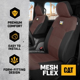CAT Brown & Black Seat Covers for Cars, Trucks, & SUV - Set of (2) MeshFlex Car Seat Cover Front Seat Protectors - Airbag Compatible Seat Covers for SUV Interior Covers & Seat Cover Accessories