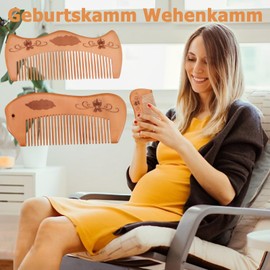 Pack of 2 Wooden Birth Combs for Pregnant Women Relieve Stress for Pregnant Women Birth Gifts for Expectant Mothers Easy to Hold Comes with 6 Blessing Cards