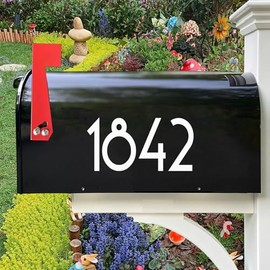 Diggoo White Mailbox Numbers Sticker Decal Die Cut Uzbek Style Vinyl Number 6" Self Adhesive 2 Sets for Mailbox, Signs, Window, Door, Cars, Trucks, Home, Business, Address