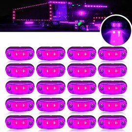AOXLFU 20pcs Purple DC12-24V IP68 Waterproof Trailer LED Lights Side Marker and Clearance Indicators Lights for RV, Camper, Truck, Van, Caravan and Boat, Front and Rear