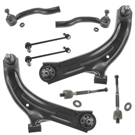 TRQ Front Steering & Suspension Kit Control Arm with Ball Joint Sway Bar Stabilizer Link Tie Rod Compatible with 2009-2014 Nissan Cube 2007-2012 Versa