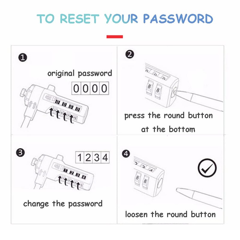 Diyeeni Combination Security Lock Cable, Laptop Security Lock Cable with