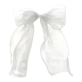 ZGGAZCA White Hair Bow Bridal Veil Lace Tulle Accessories Wedding Headwear For Women Bachelorette Party Clip Big Bowknot Pins Elegant Bride Hairpiece