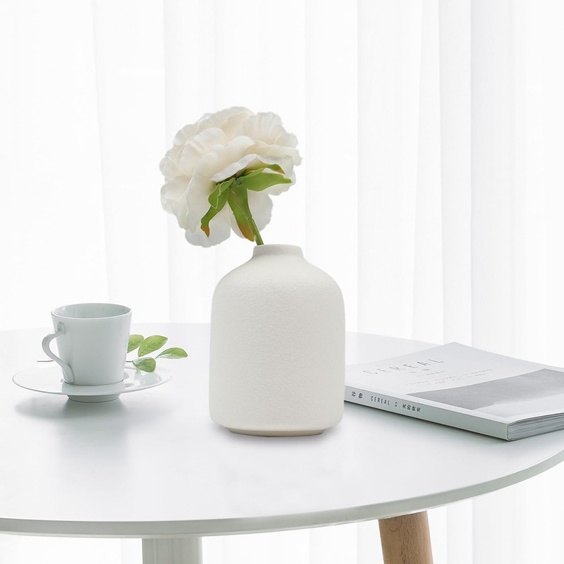 Set of 4 White Ceramic Vase for Flower, Small Decorative