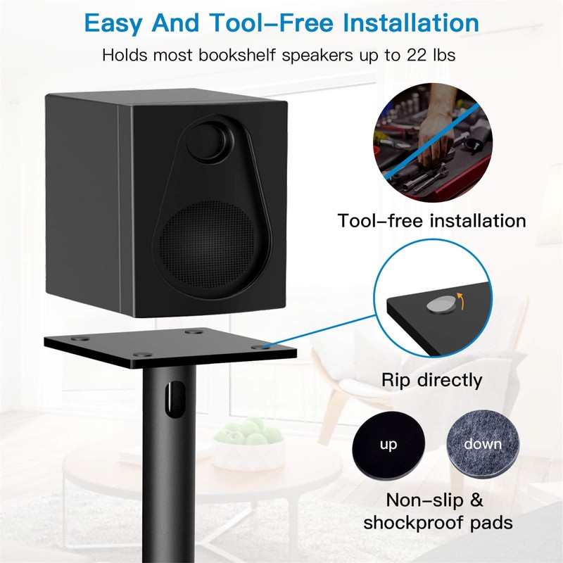 PERLESMITH Universal Floor Speaker Stands 26 Inch for Surround Sound,