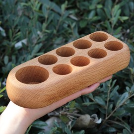 PhantomSky 9 Slots Wooden Aromatherapy Essential Oil Carrying Holder Rack, Natural Wood Essential Oil Organizer Storage Box Case Display Holds for Travel and Presentations