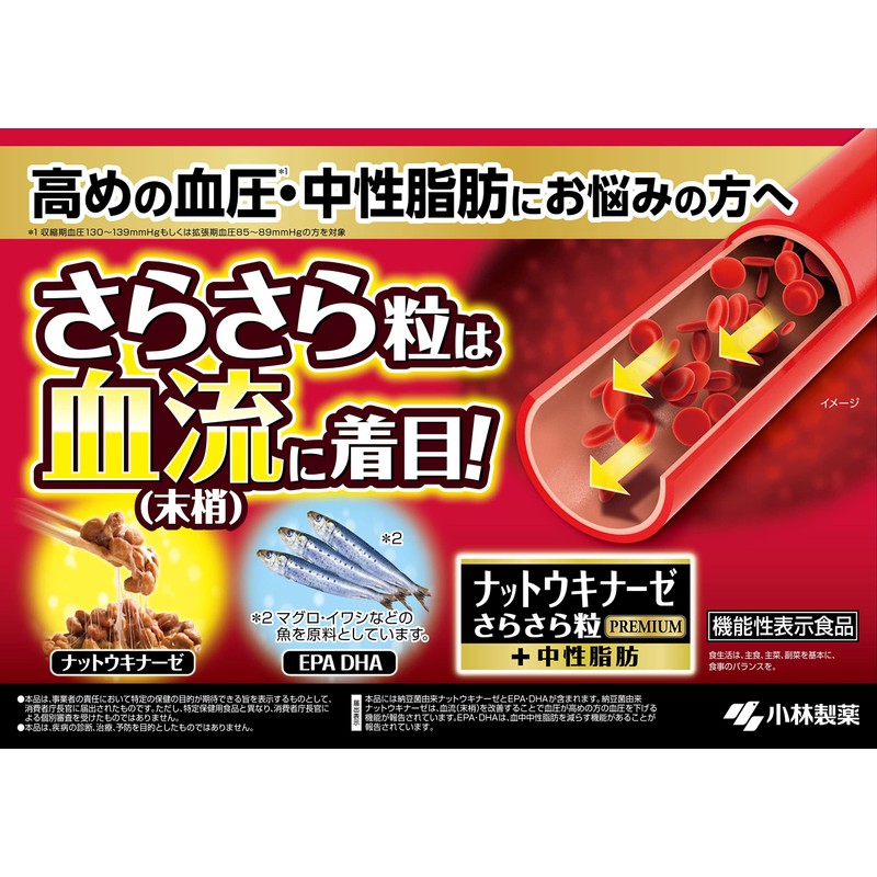 ナットウキナーゼ さらさら粒 プレミアム + 中性脂肪 高めの血圧を下げる 中性脂肪を減らす EPA DHA ビタミンC