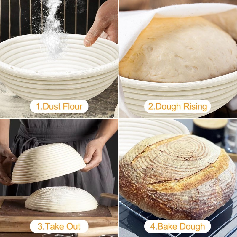 Traxenta Proofing Basket for Bread, Proofing Basket, Round, 22 cm,