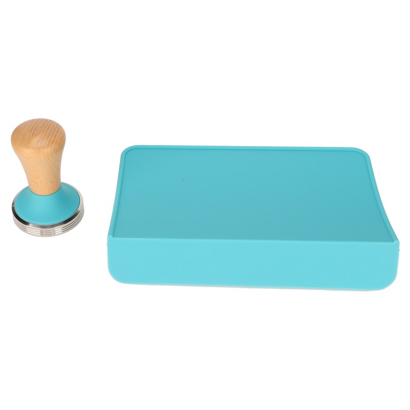 2Pcs Tamping Mat Silicone Coffee Pad with Beech Handle Tamper