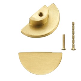 XUEBEI Solid Brass Cabinet Knobs Semicircle Drawer Knobs Cabinet Dresser Drawer Pulls Handles Modern Furniture Hardware for Kitchen Bathroom (Golden 2 Pack)
