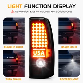 Bomusou Tail Light Fit for Chevy Silverado 1500 2500 HD 1999-2002, for GMC Sierra 1500 2500 HD Fleetside 1999-2003, Taillights Assembly Pair, Smoke Lens