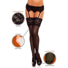 GLAMORY Women's Luxury 20 Suspender Stockings, 20 DEN, Black, X-Large