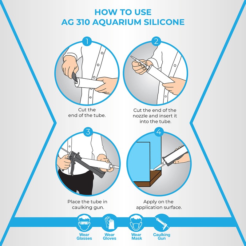 Aquarium Silicone Sealant Clear (2x10.5 floz) 100% Silicone, Waterproof Aquarium