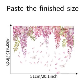 Wall sticker Wisteria flower hydrangea green rattan plant plant plant flower butterfly wallpaper sticker wallpaper wall sticker waterproof wall decor wall sticker PVC material wall sticker decoration