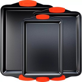 Benicci Premium Non-Stick Baking Sheets Set of 3 - Deluxe BPA Free, Easy to Clean Rac...