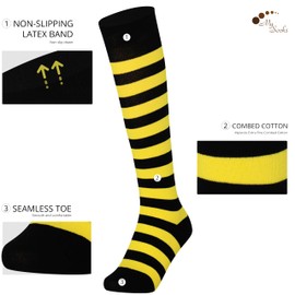 Mysocks Unisex Knee High Stripe Socks Stripe Yellow and Black 4-7