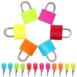 Cinvo 6 Pcs Metal Padlocks Small Suitcase Locks with Keys Colorful Mini Locks for Schoolbag Backpack Luggage Gym Diary Jewelry Box (Solid Brass Lock Coated with ABS to Resist Rust, 1.2×0.9Inch)