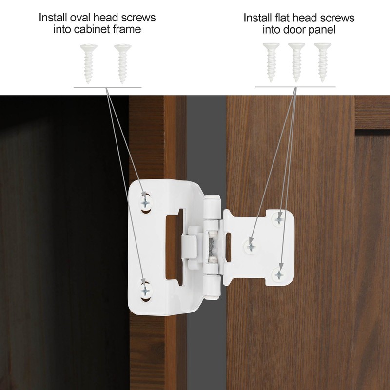 4 Pack (2 Pair) White Cabinet Hinges for Kitchen Cabinet