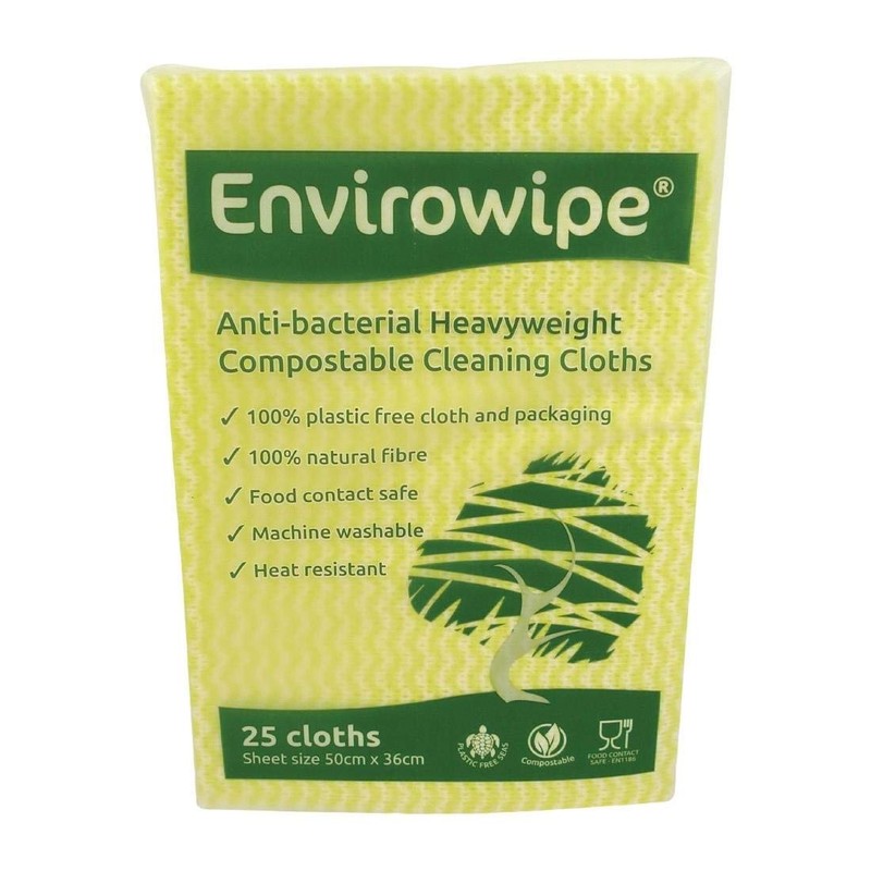 EcoTech EWF25Y Envirowipe Compostable Folded Cloth, Yellow (pack of 25)