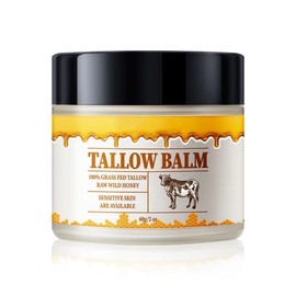 QMEQAWC Beef Tallow for Skin, Tallow and Honey Balm, Grass Fed Beef Tallow Face Moisturizer, All-Natural Ingredient, Deeply Nourishing for Face Body Dry Skincare