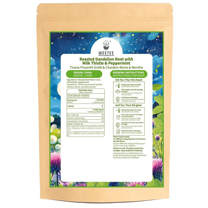 WT WEETEE Roasted Dandelion Root Tea with Milk Thistle and